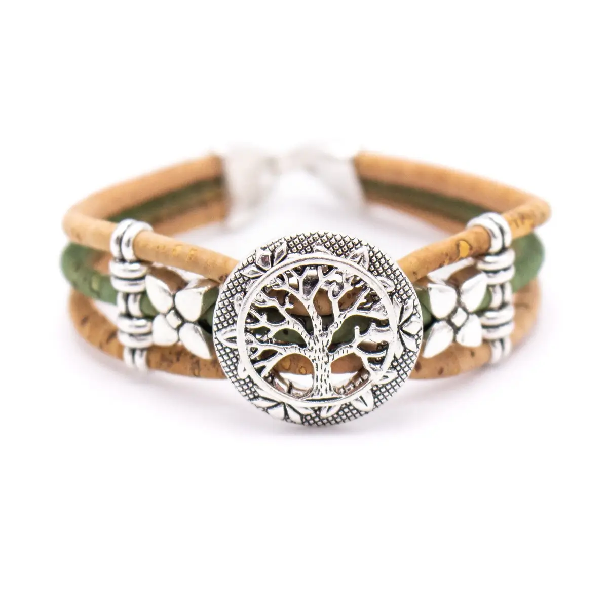 Bracelet en liège - "Arbre de vie" - Vert